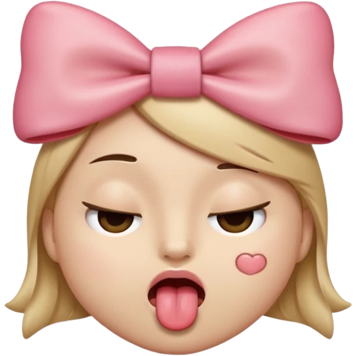 face with eyes closed, tongue sticking out, and a bow on its head emoji