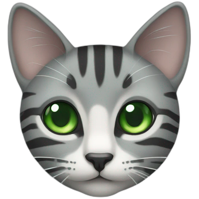 grey striped cat with green eyes emoji