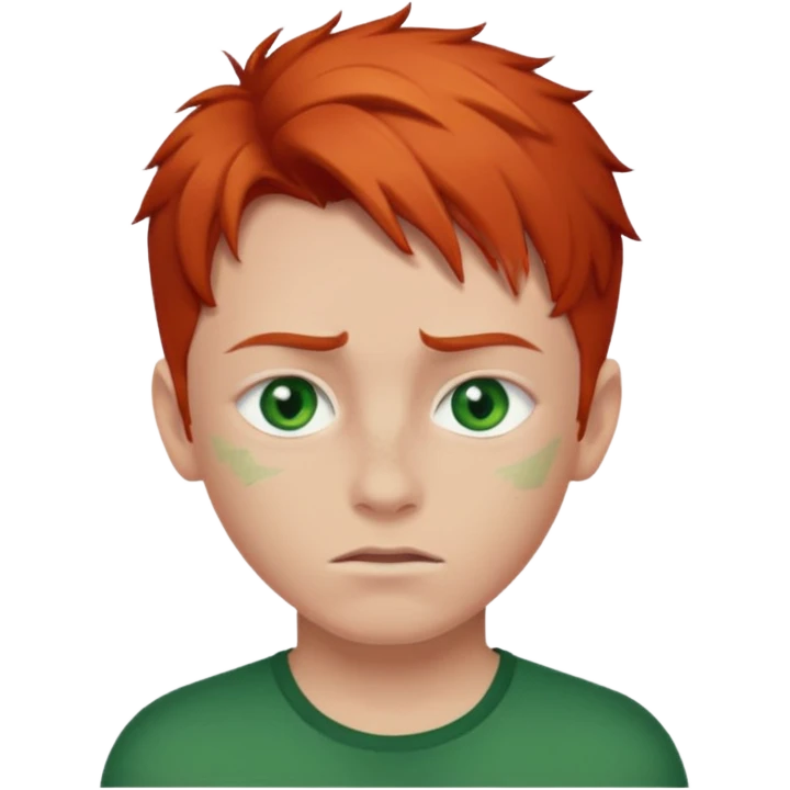 A red-haired boy with green eyes with a scar on his eyebrows emoji