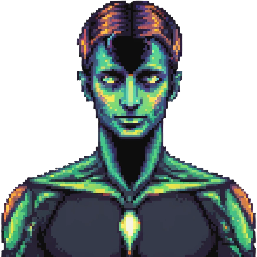 human man with detailed face in thinking pose with glowing aura, enlightened philosopher emoji