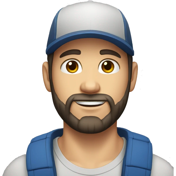 young dark-haired white man with a cap and beard emoji