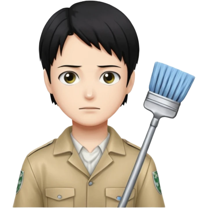 Levi ackerman from attack on titan with his cleaning outfit on emoji