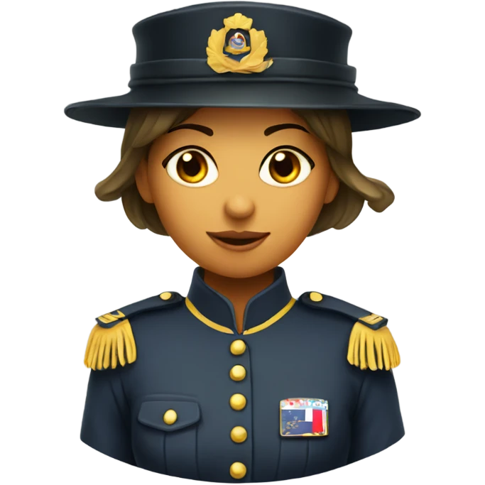 Girl solidier in uniform with cylinder hat emoji