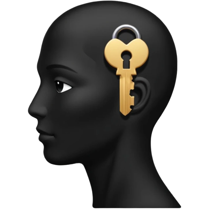 silhouette of a head with a hidden key inside emoji