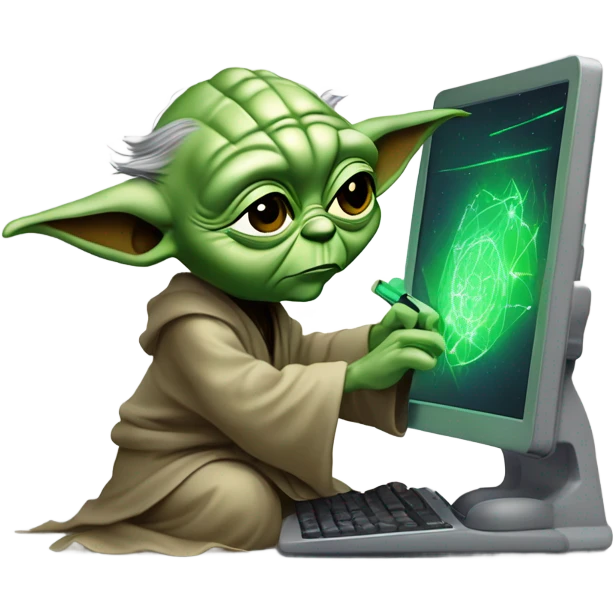 Master Yoda draws on a graphics tablet emoji