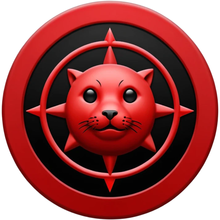 iOS sticker, summoning seal, black circle, red symbol, minimal emoji