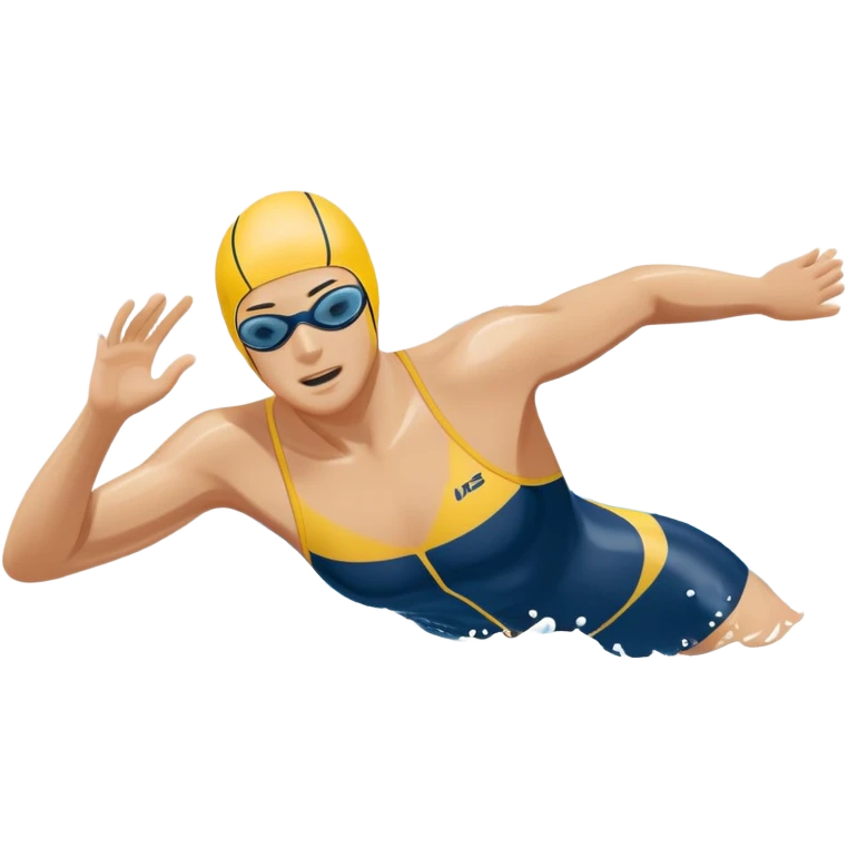 An icon featuring a swimmer in mid-stroke, cutting through the water with a strong, fluid motion. The design includes ripples around the swimmer’s body and a pool lane line in the background, symbolizing speed and technique in swimming. Transparent background highlights the grace emoji
