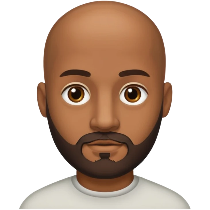 Hombre marrón pelado con barba y ojos negros emoji