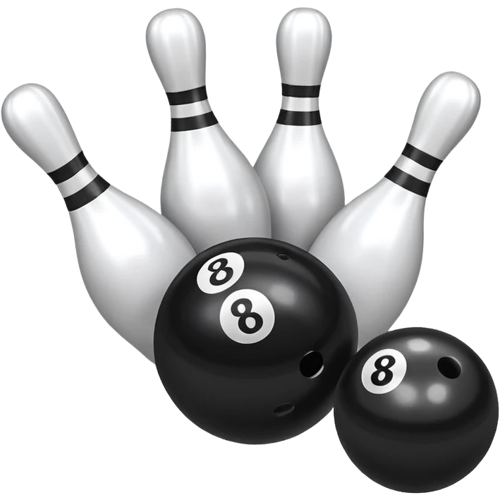 bowling ball is knocking down 3 pins with an 8 ball emoji