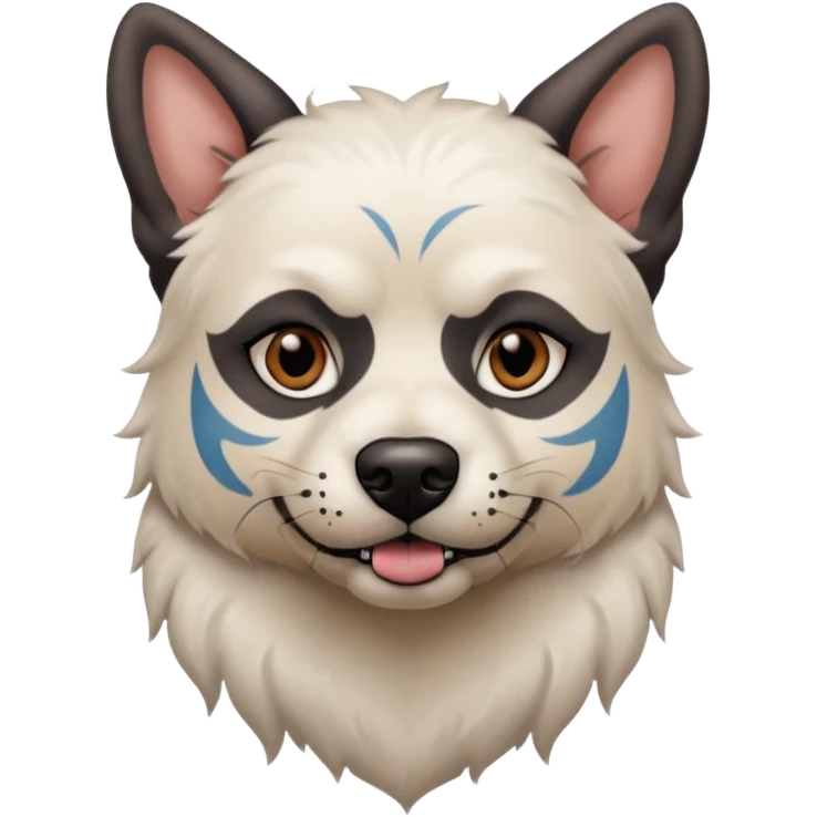 tattooed dog with heavy face tattoes, white dog and piercings emoji