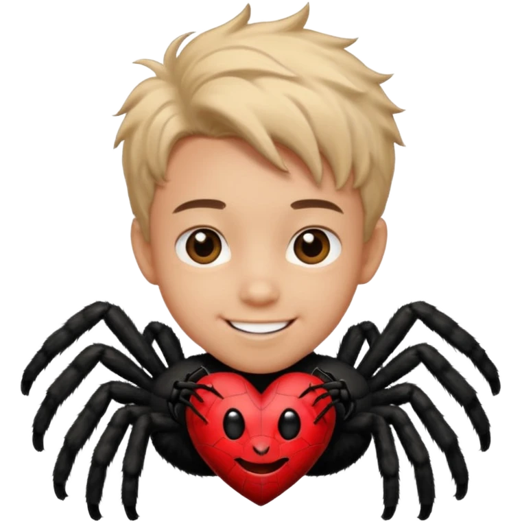 boy face spider in love give hart emoji