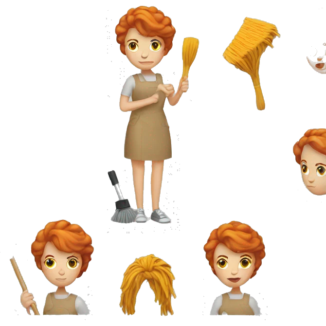ginger woman with mop emoji