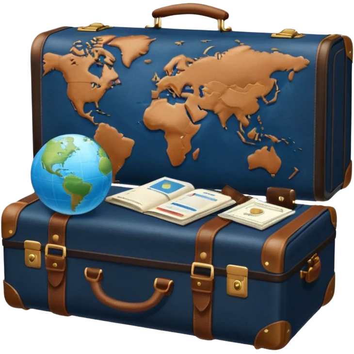 glob ,pass port, , travel bag , plane emoji