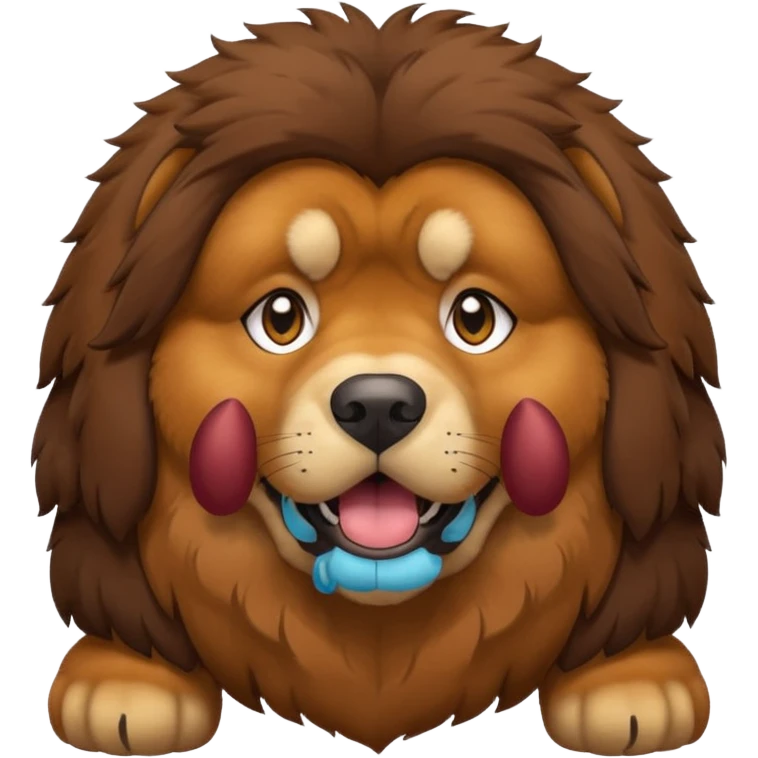 Tibetan Mastiff, fluffy, powerful, friendly expression emoji