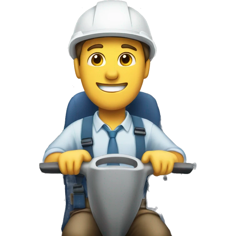Man with hard hat riding a plane emoji