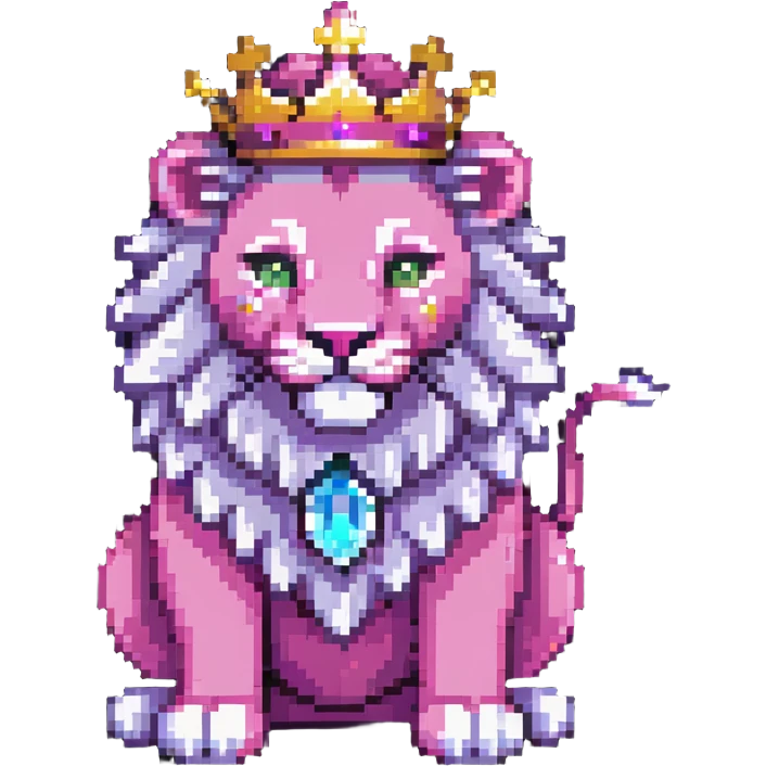 Pink lion with magical aura and crown emoji