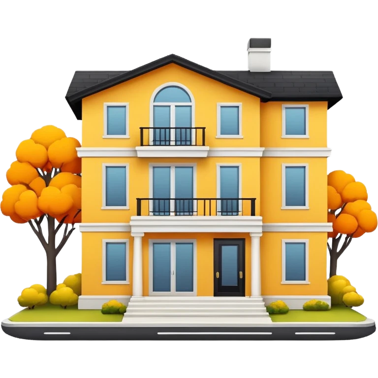 large modern home, yellow and orange emoji