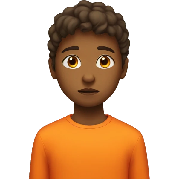 sad kid in a bright orange clothes emoji
