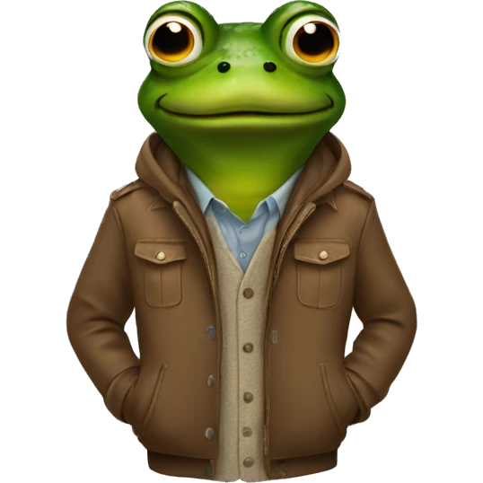 Frog wearing brown jacket emoji