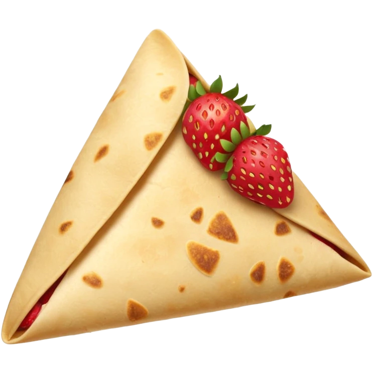 Tortilla folded into a triangle with strawberries poking out emoji