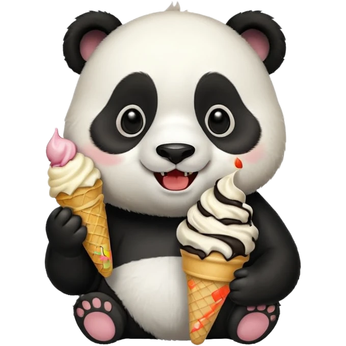 Panda eating ice cream emoji