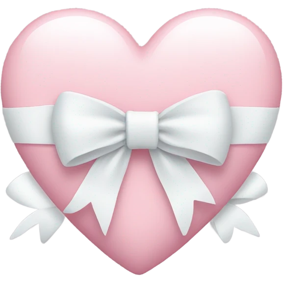 Pastel pink heart with white bow emoji