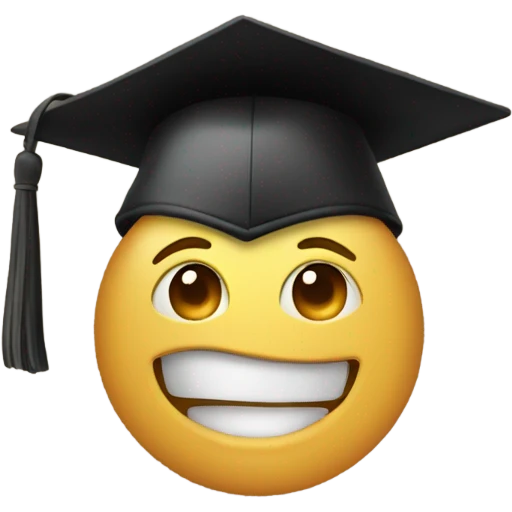 Graduation with tongue out emoji