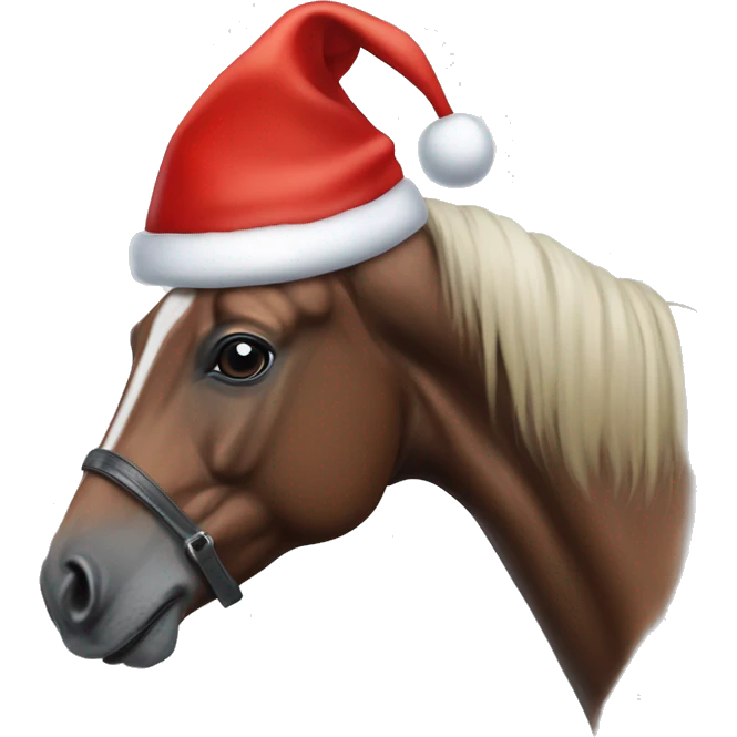 Warmblood horse with Santa hat emoji