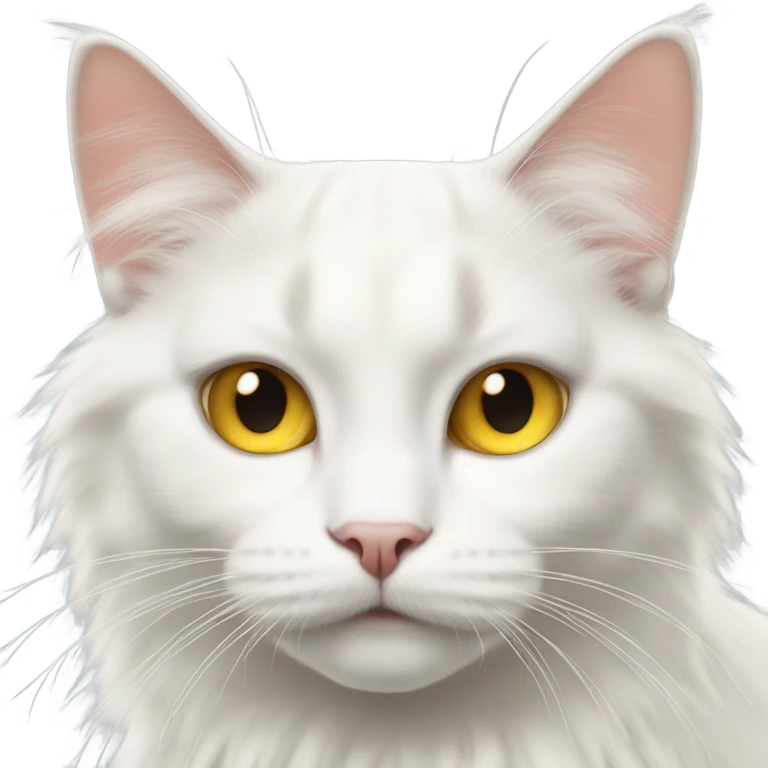 Realistic White cat with yellow eyes and fluffy ragdoll cat emoji