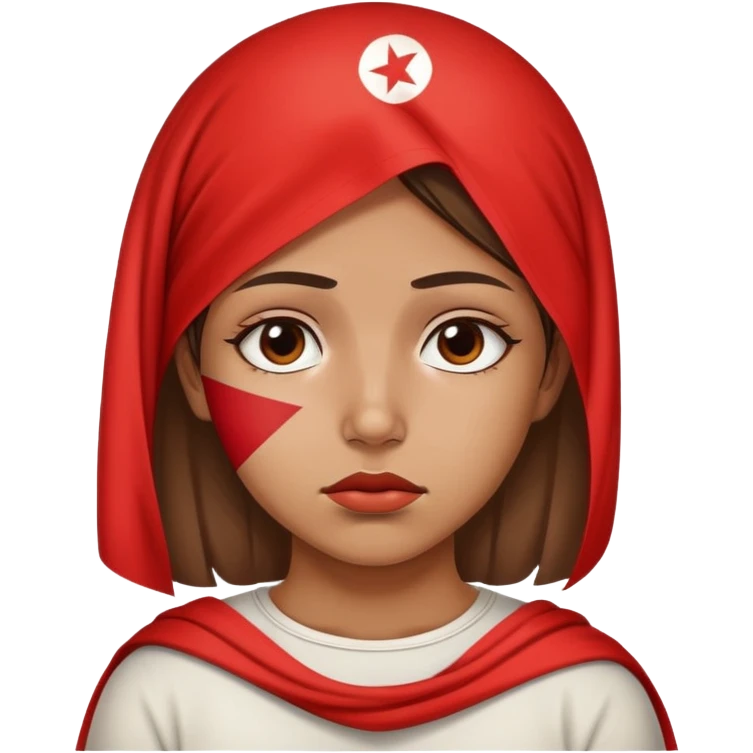 Fille qui porte le drapeau de Tunisie moche emoji