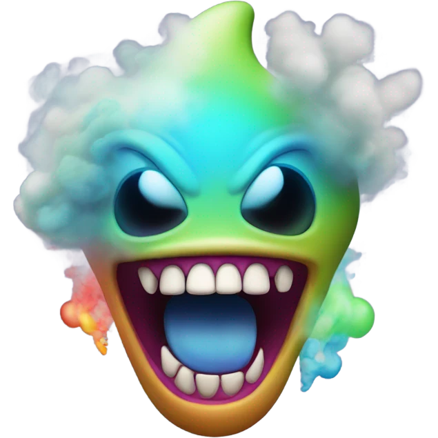 Alien with exploding smoke and tongue out emoji