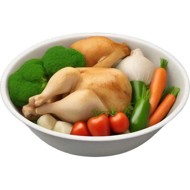 Bowl with vegetables and chicken emoji