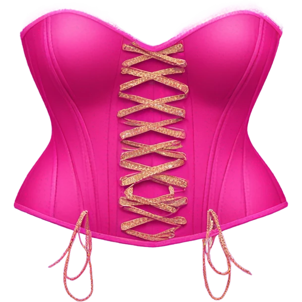 Hot pink corset and bikini bottom with glitter emoji