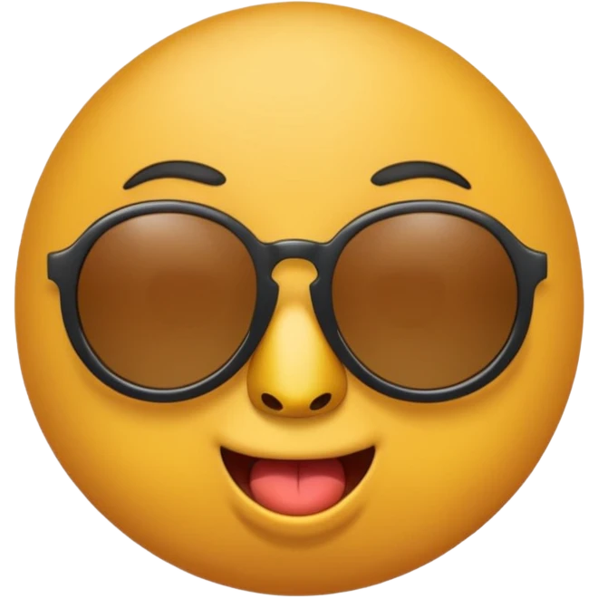 a round yellow circular emoji wearing cool sunglasses with a cocky face emoji