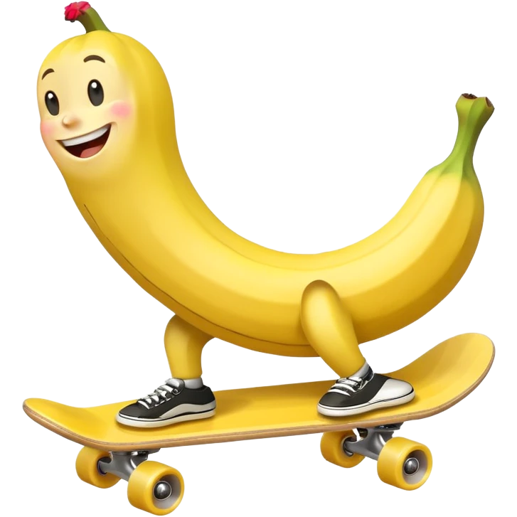 Happy banana on a skateboard emoji