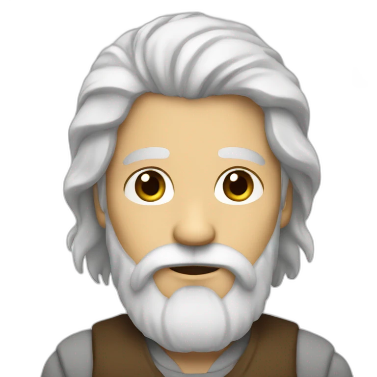 Man with long white hair and brown beard emoji