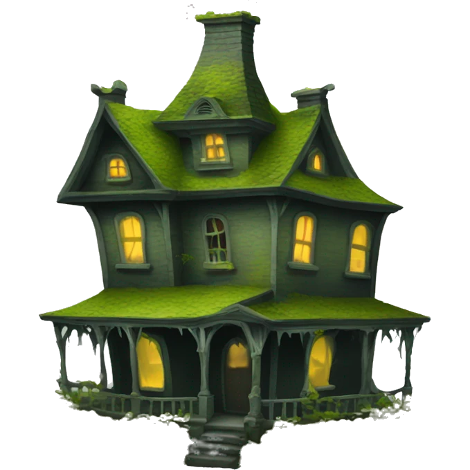 Haunted slightly Mossy house emoji