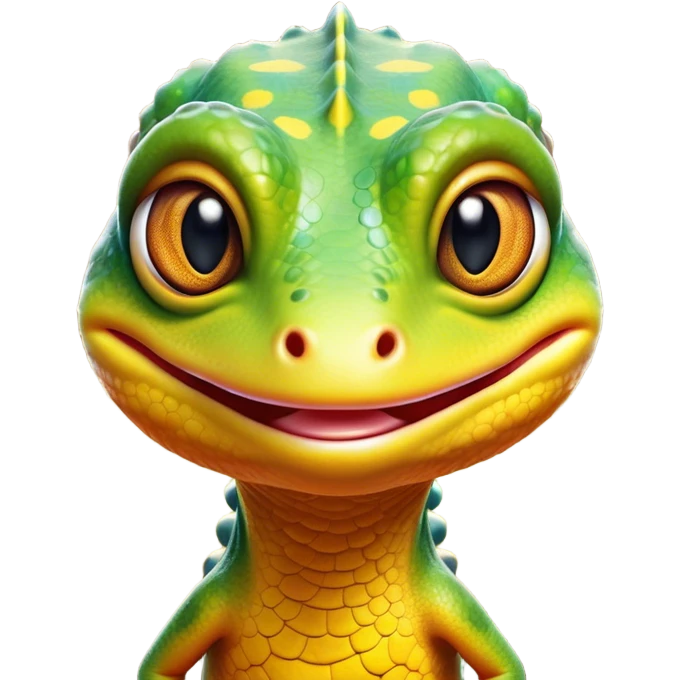 Cinematic Comical Gecko Portrait Emoji, Head tilted dramatically with an exaggeratedly shocked expression, featuring a compact, agile body with wide, comically expressive eyes and a quirky pattern of scales, Simplified yet hilariously expressive features, highly detailed, glowing with a slightly sassy tropical glow, high shine, dramatic yet playful, stylized with an air of quirky reptilian mischief, soft glowing outline, capturing the essence of a meme-worthy gecko that seems ready to scamper its way into viral fame! emoji