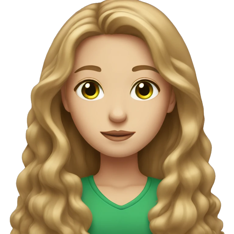 girl with long light brown hair and green eyes  emoji