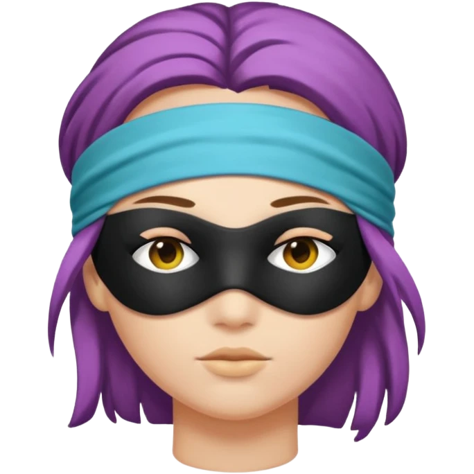 Blindfold person with different colors of hair. No trusting games with people blindfolded behind steering wheel emoji