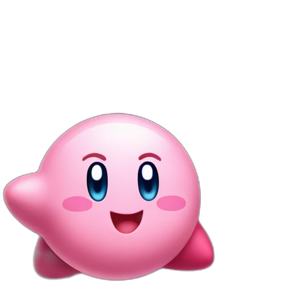 cute happy classic Kirby jumping on a star emoji