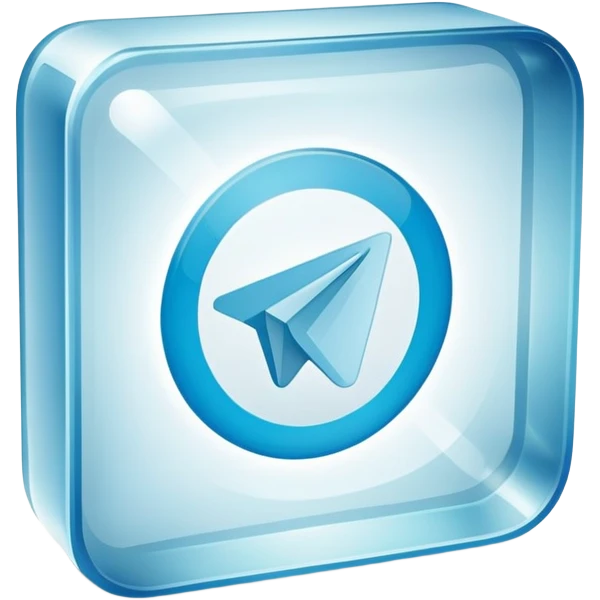 Telegram logo on a transparent glass square rounded block emoji