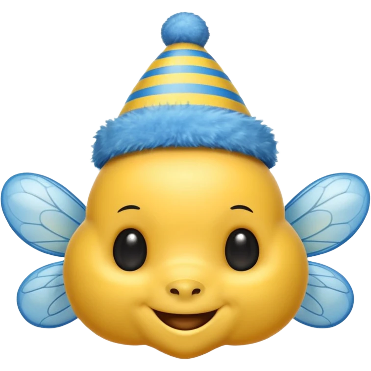 
Bees with blue Birthday Hat, Happy bee with striped party hat emoji
