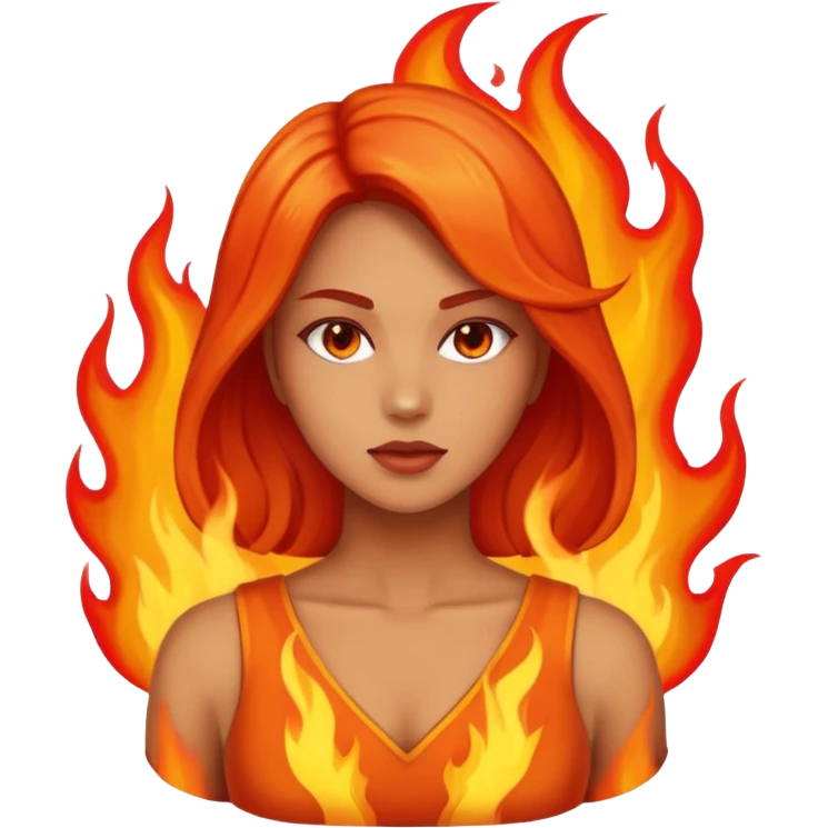 a female back with flames shooting out flames com emoji