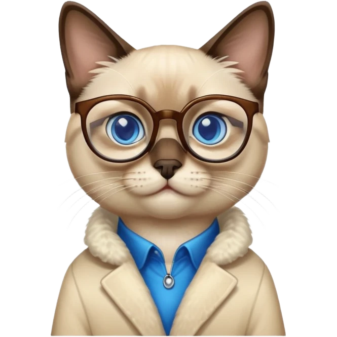 siam cat with glasses  emoji