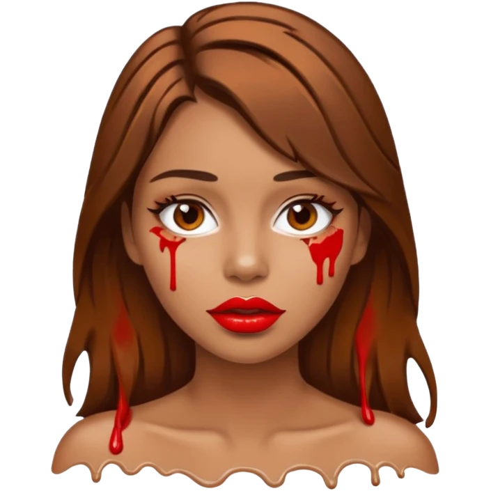 Brown Hair, Woman, white paint drip, face, hot, Sexy, lips emoji