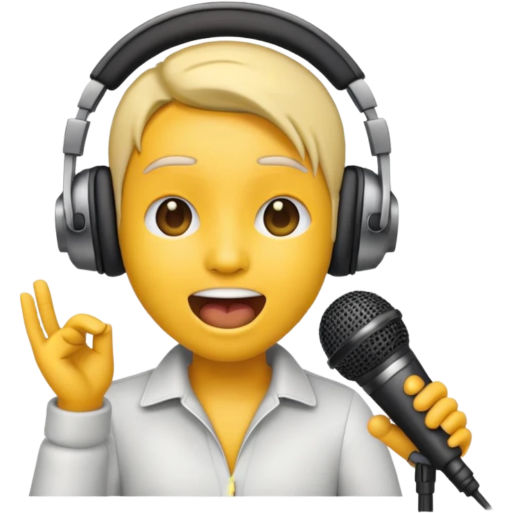 emoji wearing headphones singing into microphone emoji