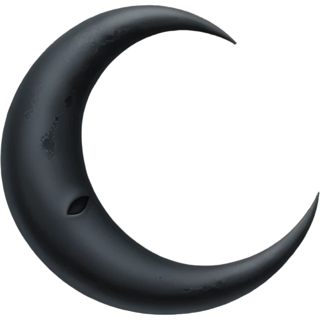 dark crescent moon emoji style with no face no eyes no mouth solid dark colour no glow or other items  emoji