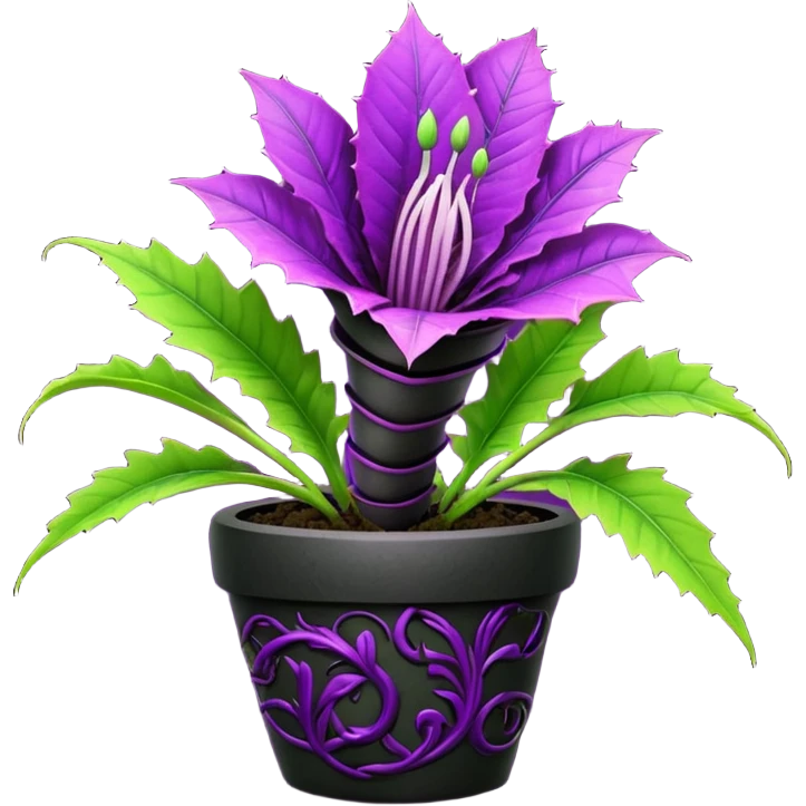 Black and purple Venus flytrap with vines emoji