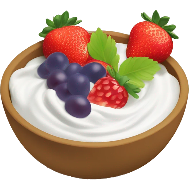 fruit yogurt bowl with strawberries and grapes emoji